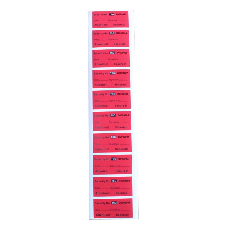 TamperSeals Group - 100pcs 100% Total Transfer Tamper Proof Security Warranty Void Labels/Stickers/Seals (Red, 1 x 2 Inches, Unique Serial Numbers) - Image 2